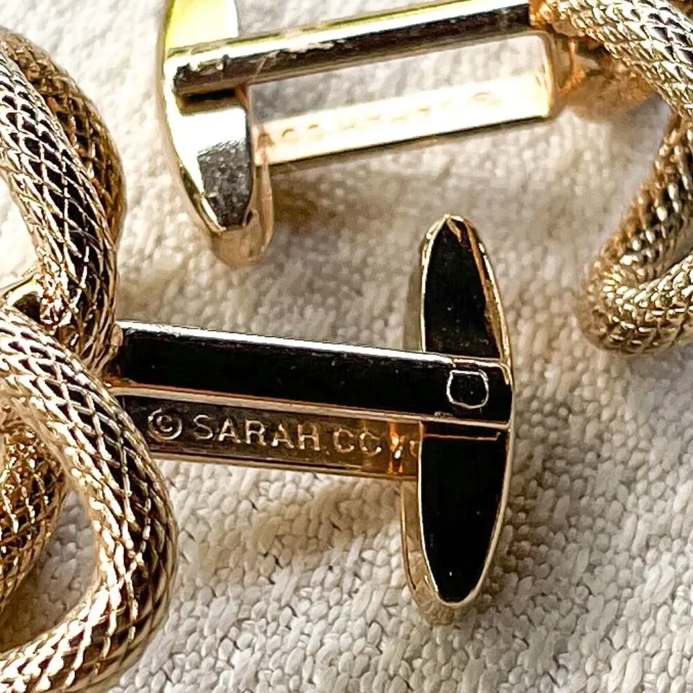 Vintage Sarah Coventry Cufflinks Gold Tone Chain Link Mens Retro Formalwear